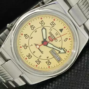 Б/У винтажные часы SEIKO 5 AUTO 7009A JAPAN MENS D/D BEIGE 594a-a311733-2 SKU594a-a311733