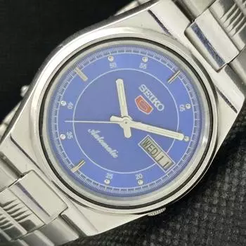 Б/У винтажные часы SEIKO 5 AUTOMATIC 7019A JAPAN MENS D/D BLUE WATCH 608h-a316743-2 SKU608h-a316743