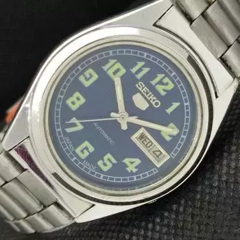 Б/У винтажные часы SEIKO 5 AUTOMATIC 7009A JAPAN MENS D/D BLUE WATCH 608c-a315486-9 SKU608c-a315486