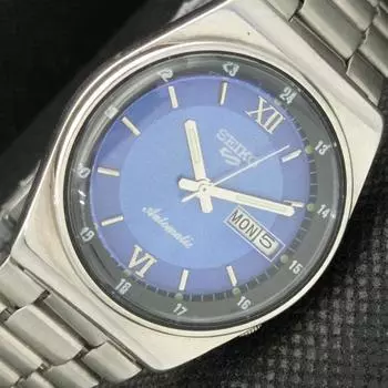 Б/У винтажные часы SEIKO 5 AUTOMATIC 6309A JAPAN MENS D/D BLUE WATCH 608g-a316365-9 SKU608g-a316365