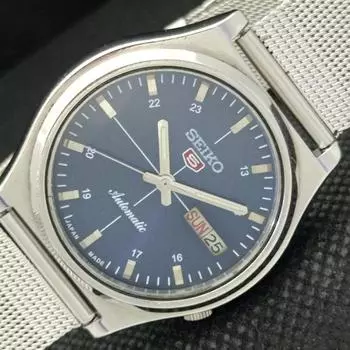 Б/У винтажные часы SEIKO 5 AUTOMATIC 7009A JAPAN MENS D/D BLUE WATCH 608h-a316769-9 SKU608h-a316769