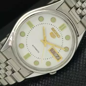 Б/У винтажные часы SEIKO 5 AUTOMATIC 7009A JAPAN MENS D/D WHITE WATCH 589-a310786-9 SKU589-a310786