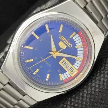 Б/У винтажные часы SEIKO 5 AUTOMATIC 6349A JAPAN MENS D/D BLUE WATCH 608b-a315207-2 SKU608b-a315207