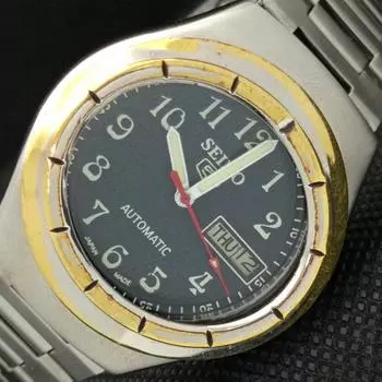 Б/У винтажные часы SEIKO 5 AUTOMATIC 7019A JAPAN MENS D/D BLUE WATCH 621c-a415319-2 SKU621c-a415319