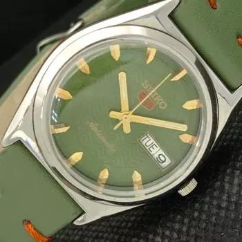 Б/У винтажные часы SEIKO 5 AUTOMATIC 7S26A JAPAN MENS D/D GREEN 603-a313758-2 SKU603-a313758