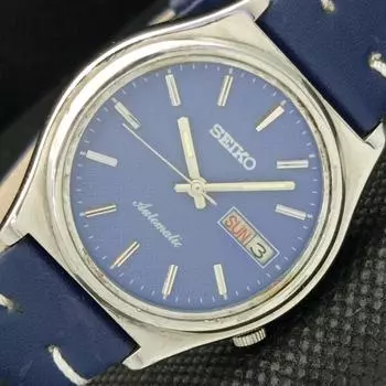 Б/У винтажные часы SEIKO 5 AUTOMATIC 7019A JAPAN MENS D/D BLUE WATCH 588c-a313914-9 SKU588c-a313914