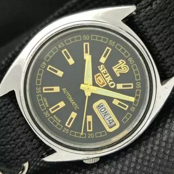 Б/У винтажные часы SEIKO 5 AUTOMATIC 6309A JAPAN MENS D/D BLACK WATCH 596-a312772-9 SKU596-a312772