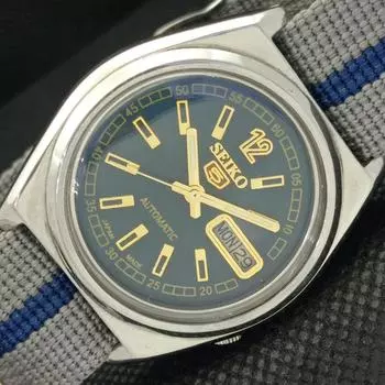 Б/У винтажные часы SEIKO 5 AUTOMATIC 7009A JAPAN MENS D/D BLUE WATCH 596-a312762-9 SKU596-a312762