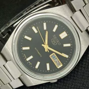 Б/У винтажные часы SEIKO 5 AUTOMATIC 7005A JAPAN MENS D/D BLACK WATCH 589-a310809-2 SKU589-a310809