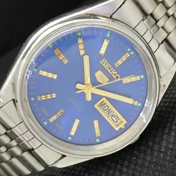 Б/У винтажные часы SEIKO 5 AUTOMATIC 6309A JAPAN MENS D/D BLUE WATCH 608e-a315987-2 SKU608e-a315987