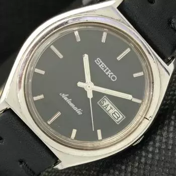 Б/У винтажные часы SEIKO 5 AUTOMATIC 6319A JAPAN MENS D/D BLACK WATCH 608k-a317318-9 SKU608k-a317318