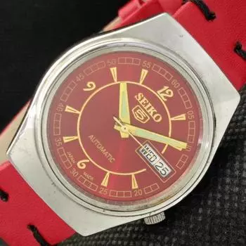 Б/У винтажные часы SEIKO 5 AUTOMATIC 7S26A JAPAN MENS D/D RED 596a-a319302-9 SKU596a-a319302