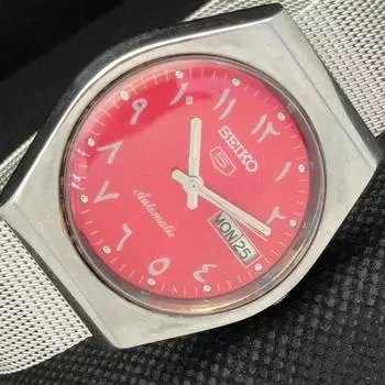 Б/У винтажные часы SEIKO 5 AUTOMATIC 6309A JAPAN MENS ARABIC RED 604-a314028-9 SKU604-a314028