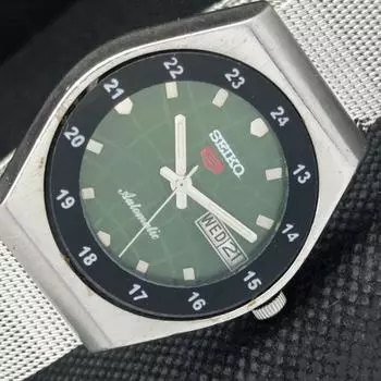 Б/У винтажные часы SEIKO 5 AUTOMATIC 6309A JAPAN MENS D/D GREEN WATCH 588c-a313915-2 SKU588c-a313915