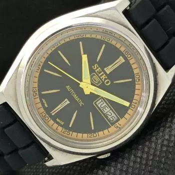 Б/У винтажные часы SEIKO 5 AUTOMATIC 7019A JAPAN MENS D/D BLACK WATCH 598-a313153-2 SKU598-a313153