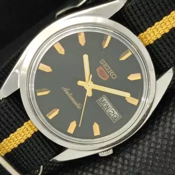 Б/У винтажные часы SEIKO 5 AUTOMATIC 7009A JAPAN MENS D/D BLACK WATCH 604-a314022-9 SKU604-a314022