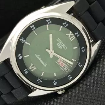 Б/У винтажные часы SEIKO 5 AUTOMATIC 7009A JAPAN MENS D/D GREEN WATCH 588a-a310134-2 SKU588a-a310134