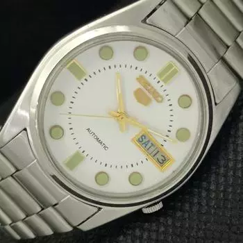 Б/У винтажные часы SEIKO 5 AUTOMATIC 7019A JAPAN MENS D/D WHITE WATCH 589-a310805-2 SKU589-a310805