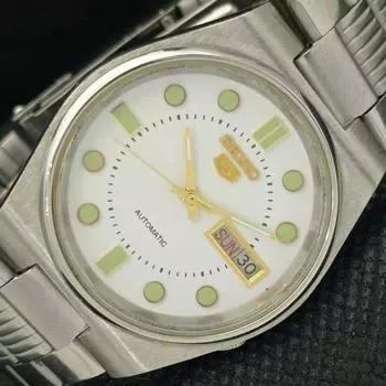 Б/У винтажные часы SEIKO 5 AUTOMATIC 7009A JAPAN MENS D/D WHITE WATCH 589-a310808-9 SKU589-a310808