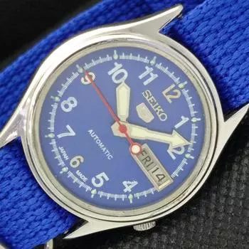 Б/У винтажные часы SEIKO 5 AUTOMATIC 7009A JAPAN MENS D/D BLUE WATCH 594a-a311703-2 SKU594a-a311703