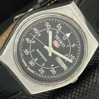 Б/У винтажные часы SEIKO 5 AUTOMATIC 6309A JAPAN MENS D/D BLACK WATCH 605-a314235-2 SKU605-a314235