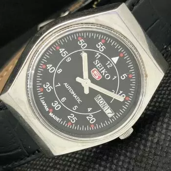 Б/У винтажные часы SEIKO 5 AUTOMATIC 6309A JAPAN MENS D/D BLACK WATCH 605-a314229-2 SKU605-a314229