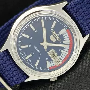 Б/У винтажные часы SEIKO 5 AUTOMATIC 7019A JAPAN MENS D/D BLUE WATCH 594a-a311659-2 SKU594a-a311659