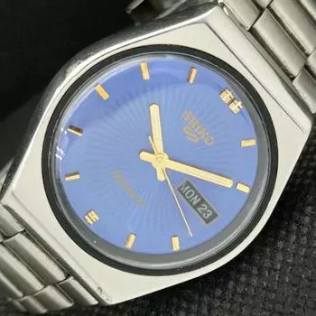 Б/У винтажные часы SEIKO 5 AUTOMATIC 6349A JAPAN MENS D/D BLUE WATCH 608a-a315132-2 SKU608a-a315132