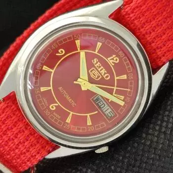 Б/У винтажные часы SEIKO 5 AUTOMATIC 7009A JAPAN MENS D/D RED WATCH 595c-a319239-2 SKU595c-a319239