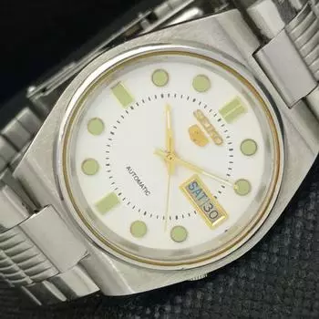 Б/У винтажные часы SEIKO 5 AUTOMATIC 7009A JAPAN MENS D/D WHITE WATCH 589-a310807-2 SKU589-a310807