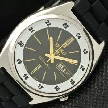 Б/У винтажные часы SEIKO 5 AUTOMATIC 7009A JAPAN MENS D/D BLACK WATCH 595a-a312358-9 SKU595a-a312358