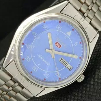 Б/У винтажные часы SEIKO 5 AUTOMATIC 6309A JAPAN MENS D/D BLUE WATCH 608a-a315019-2 SKU608a-a315019