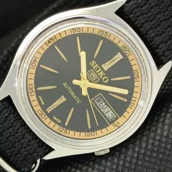 Б/У винтажные часы SEIKO 5 AUTOMATIC 7009A JAPAN MENS D/D BLACK WATCH 596-a312748-9 SKU596-a312748