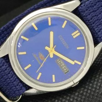Б/У винтажные мужские часы Citizen Automatic 8200 Japan Day/Date Blue 606-a314418-9 SKU606-a314418