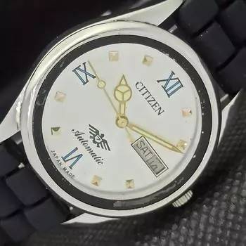Б/У винтажные мужские часы Citizen Automatic 8200 Japan Day/Date Silver a298874-9 SKU562d-a298874