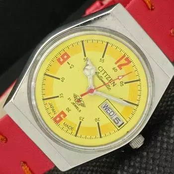 Б/У винтажные мужские часы Citizen Automatic 8200 Japan Day/Date Yellow a317221-9 SKU608k-a317221