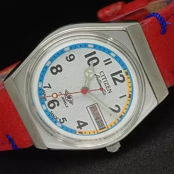 Б/У винтажные мужские часы Citizen Automatic 8200 Japan Day/Date Silver a277528-2 SKU528b-a277528