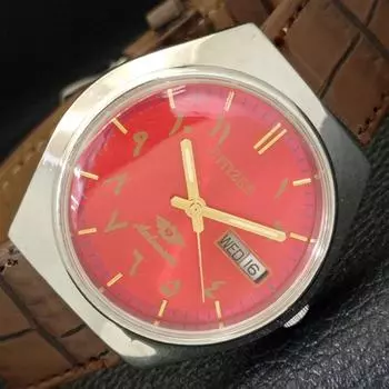 Б/у винтажные мужские часы Citizen Automatic 8200 из Японии с арабским красным циферблатом a434807-2 R123-a434807