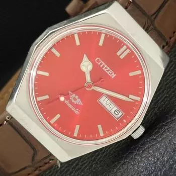 Б/у винтажные мужские часы Citizen Automatic 8200 из Японии с красным циферблатом a434836-2 R123-a434836