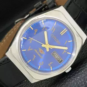 Б/у винтажные мужские часы Citizen Automatic 8200 из Японии с синим циферблатом в арабском стиле a434803-2 R123-a434803