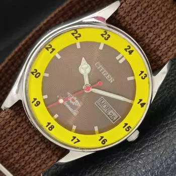 Б/у винтажные мужские часы Citizen Automatic 8200 из Японии с коричневым циферблатом a434840-2 R123-a434840