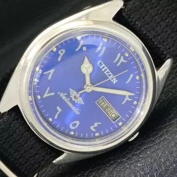 Б/у винтажные мужские часы Citizen Automatic 8200 из Японии с синим циферблатом в арабском стиле a434810-2 R123-a434810