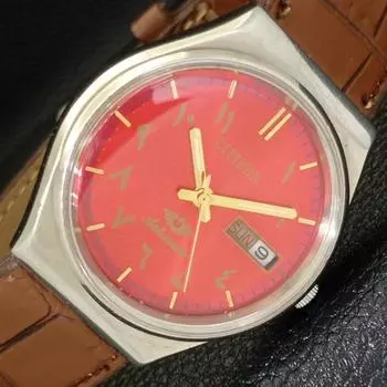 Б/у винтажные мужские часы Citizen Automatic 8200 из Японии с арабским красным циферблатом a434859-2 R123-a434859
