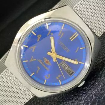 Б/у винтажные мужские часы Citizen Automatic 8200 из Японии с синим циферблатом в арабском стиле a434862-2 R123-a434862