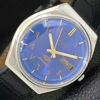 Б/у винтажные мужские часы Citizen Automatic 8200 из Японии с синим циферблатом в арабском стиле a434866-2 R123-a434866