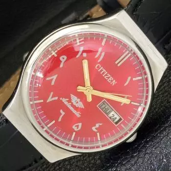 Б/у винтажные мужские часы Citizen Automatic 8200 из Японии с арабским красным циферблатом a434861-2 R123-a434861