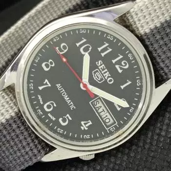 Б/У винтажные мужские часы SEIKO 5 AUTOMATIC 6309A из Японии с функцией DAY/DATE черного цвета a312353-2 SKU595a-a312353