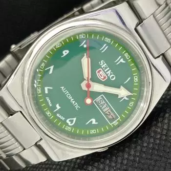 Б/У винтажные мужские часы SEIKO 5 AUTO 7009A из Японии, арабские, зеленые, 594a-a311801-2 SKU594a-a311801