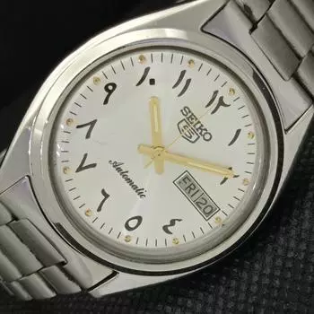 Б/У винтажные мужские часы SEIKO 5 AUTO 7019A из Японии, арабские, серебряные, 597-a312949-9 SKU597-a312949