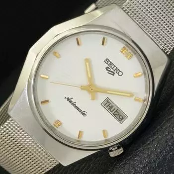 Б/У винтажные мужские часы SEIKO 5 AUTOMATIC 7009A из Японии с белым циферблатом a433213-2 R115-a433213